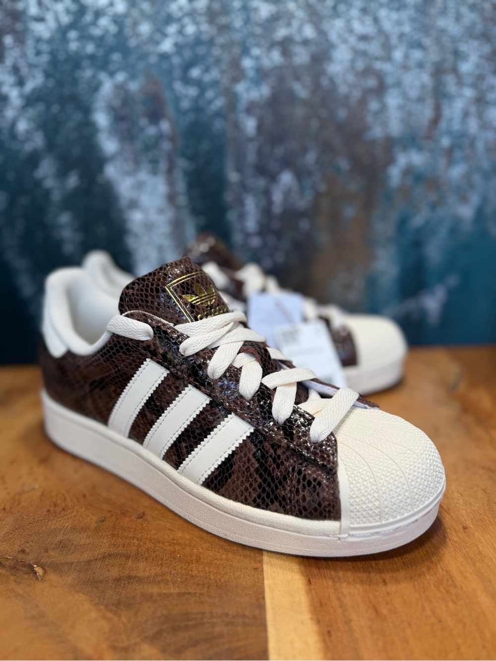 Adidas Streetwear Originals Superstar II Chocolate Brown Snakeskin Sneakers Wome